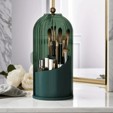 Darrahopens Home & Garden > Storage > Storage Boxes Transparent Rotating Makeup Brush Holder: 360° Rotation for Easy Access, Dust-Proof with Compartments, Neat and Portable(Transparent green）
