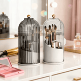 Darrahopens Home & Garden > Storage > Storage Boxes Transparent Rotating Makeup Brush Holder: 360° Rotation for Easy Access, Dust-Proof with Compartments, Neat and Portable(Transparent green）
