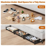 Darrahopens Home & Garden > Storage > Storage Boxes Under Bed Storage with Wheels,XXL 60L Under Bed Storage Containers with Clear Lids, Rolling Under Bed Metal Drawer for Clothes, Shoes,Toys - Gray - Size 60L In Australia - Darrahopens