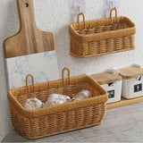 Darrahopens Home & Garden > Storage > Storage Boxes Wall-Mounted Rattan Style Hanging Storage Basket Kitchen Vegetable Fruit Basket - Large