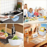Darrahopens Home & Garden > Storage > Storage Boxes Wall-Mounted Waste Bins - Pack of 2 - Kitchen Waste Bins, Hanging Bins, Kitchen Waste Bins - Hanging Storage Boxes - White and Blue