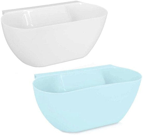 Darrahopens Home & Garden > Storage > Storage Boxes Wall-Mounted Waste Bins - Pack of 2 - Kitchen Waste Bins, Hanging Bins, Kitchen Waste Bins - Hanging Storage Boxes - White and Blue
