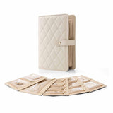 Darrahopens Home & Garden > Storage > Storage Boxes White Elegant Quilted Travel Jewelry Organizer Binder - Portable Loose-Leaf Storage Book with Clear Zipper Pockets for Earrings, Necklaces, Rings