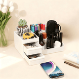 Darrahopens Home & Garden > Storage > Storage Boxes White Multi-Compartment Large-Capacity Desktop Storage Box Keeps vanity tables and desks neat and organized—lipsticks, masks, makeup brushes all stored in one box. Easy access, seamlessly fits into various settings.