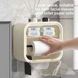Darrahopens Home & Garden > Storage > Storage Boxes White Wall Mounted Dual Layer Bathroom Tissue Box Holder with Storage Drawer Waterproof Dispenser for Toilet Paper and Tissues