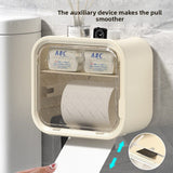Darrahopens Home & Garden > Storage > Storage Boxes White Wall Mounted Dual Layer Bathroom Tissue Box Holder with Storage Drawer Waterproof Dispenser for Toilet Paper and Tissues