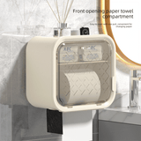 Darrahopens Home & Garden > Storage > Storage Boxes White Wall Mounted Dual Layer Bathroom Tissue Box Holder with Storage Drawer Waterproof Dispenser for Toilet Paper and Tissues