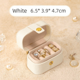Darrahopens Home & Garden > Storage > Storage Boxes White Waterproof PU Leather Jewelry Travel Case, Portable Mini Jewelry Organizer Box for Rings Earrings Necklaces