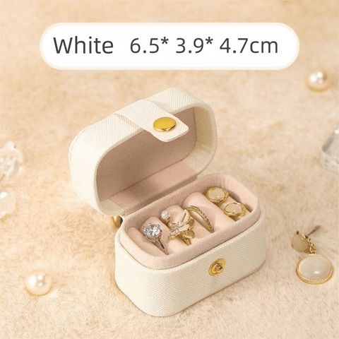 Darrahopens Home & Garden > Storage > Storage Boxes White Waterproof PU Leather Jewelry Travel Case, Portable Mini Jewelry Organizer Box for Rings Earrings Necklaces