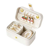 Darrahopens Home & Garden > Storage > Storage Boxes White Waterproof PU Leather Jewelry Travel Case with Removable Ring Tray, Portable Mini Jewelry Organizer Box for Rings Earrings Necklaces Lipstick
