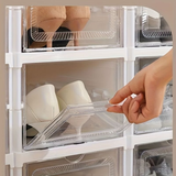 Darrahopens Home & Garden > Storage > Storage Cabinets & Lockers 6-Tier Stackable Shoe Storage Box Set, featuring easy-access front-opening waterproof transparent plastic storage bins with no assembly required - perfect for closets and entryways.