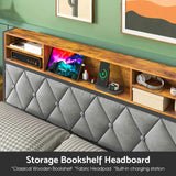 Darrahopens Home & Garden > Storage > Storage Cabinets & Lockers Double Bed Frame with 4 Storage Drawers, Charging Station, USB Ports, Black In Australia - Darrahopens