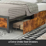 Darrahopens Home & Garden > Storage > Storage Cabinets & Lockers Double Bed Frame with 4 Storage Drawers, Charging Station, USB Ports, Black In Australia - Darrahopens