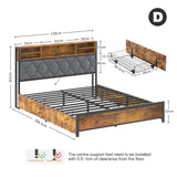 Darrahopens Home & Garden > Storage > Storage Cabinets & Lockers Double Bed Frame with 4 Storage Drawers, Charging Station, USB Ports, Black In Australia - Darrahopens