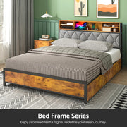 Darrahopens Home & Garden > Storage > Storage Cabinets & Lockers Double Bed Frame with 4 Storage Drawers, Charging Station, USB Ports, Black In Australia - Darrahopens
