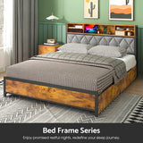 Darrahopens Home & Garden > Storage > Storage Cabinets & Lockers Double Bed Frame with 4 Storage Drawers, Charging Station, USB Ports, Black In Australia - Darrahopens