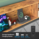 Darrahopens Home & Garden > Storage > Storage Cabinets & Lockers Double Bed Frame with 4 Storage Drawers, Charging Station, USB Ports, Black In Australia - Darrahopens
