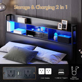 Darrahopens Home & Garden > Storage > Storage Cabinets & Lockers Double Black LED Bed Frame with 2 Storage Drawers and Charging Station In Australia - Darrahopens
