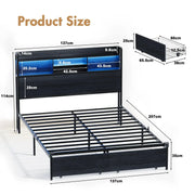 Darrahopens Home & Garden > Storage > Storage Cabinets & Lockers Double Black LED Bed Frame with 2 Storage Drawers and Charging Station In Australia - Darrahopens