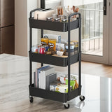 Darrahopens Home & Garden > Storage > Storage Cabinets & Lockers Five-Tier Rolling Cosmetics Storage Rack - Made of durable plastic, equipped with 360-degree swivel casters, strong load-bearing capacity - Suitable for bathroom, bedroom, kitchen, and home storage | black
