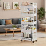 Darrahopens Home & Garden > Storage > Storage Cabinets & Lockers Five-Tier Rolling Cosmetics Storage Rack - Made of durable plastic, equipped with 360-degree swivel casters, strong load-bearing capacity - Suitable for bathroom, bedroom, kitchen, and home storage | BLACK
