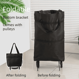 Darrahopens Home & Garden > Storage > Storage Cabinets & Lockers Foldable Shopping Trolley, Wheeled Grocery Cart, Portable Large-Capacity Oxford Cloth Shopping Cart, Home Delivery Cart - Black