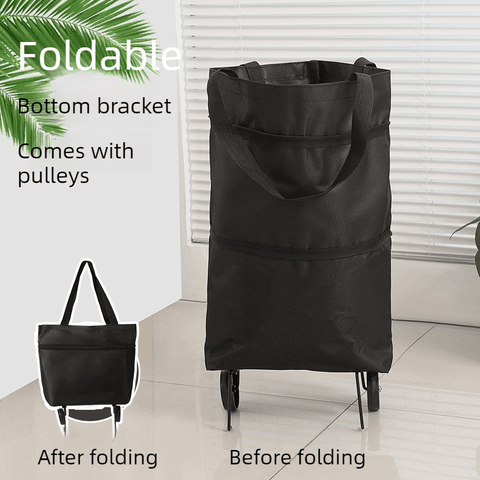 Darrahopens Home & Garden > Storage > Storage Cabinets & Lockers Foldable Shopping Trolley, Wheeled Grocery Cart, Portable Large-Capacity Oxford Cloth Shopping Cart, Home Delivery Cart - Black