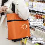 Darrahopens Home & Garden > Storage > Storage Cabinets & Lockers Foldable Shopping Trolley with Wheels, Portable Large-Capacity Oxford Cloth Shopping Cart, Home Delivery Cart - Orange