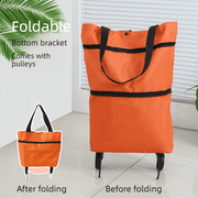 Darrahopens Home & Garden > Storage > Storage Cabinets & Lockers Foldable Shopping Trolley with Wheels, Portable Large-Capacity Oxford Cloth Shopping Cart, Home Delivery Cart - Orange