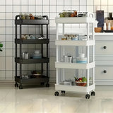 Darrahopens Home & Garden > Storage > Storage Cabinets & Lockers Four-Tier Rolling Cosmetics Storage Rack - Made of durable plastic, equipped with 360-degree swivel casters, strong load-bearing capacity - Suitable for bathroom, bedroom, kitchen, and home storage | BLACK