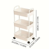 Darrahopens Home & Garden > Storage > Storage Cabinets & Lockers Four-Tier Rolling Cosmetics Storage Rack - Made of durable plastic, equipped with 360-degree swivel casters, strong load-bearing capacity - Suitable for bathroom, bedroom, kitchen, and home storage | White