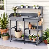 Darrahopens Home & Garden > Storage > Storage Cabinets & Lockers Gardeon Outdoor Potting Bench Table Storage Cabinet Potters Garden Workstation Grey