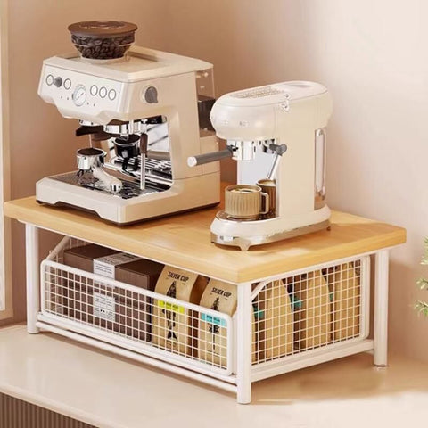 Darrahopens Home & Garden > Storage > Storage Cabinets & Lockers Modern Kitchen Microwave Shelf with Drawer: Sturdy and solid structure, designed to save counter space for storing appliances, utensils, dishes, and household items. Minimalist design suitable for 1000+ scenarios, chosen by 1000 households, WHITE