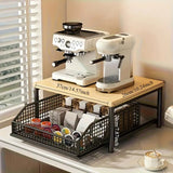 Darrahopens Home & Garden > Storage > Storage Cabinets & Lockers Modern Kitchen Microwave Shelf with Drawer: Sturdy and solid structure, designed to save counter space for storing appliances, utensils, dishes, and household items. Minimalist design suitable for 1000+ scenarios, BLACK