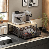 Darrahopens Home & Garden > Storage > Storage Cabinets & Lockers Modern Kitchen Microwave Shelf with Drawer: Sturdy and solid structure, designed to save counter space for storing appliances, utensils, dishes, and household items. Minimalist design suitable for 1000+ scenarios, BLACK