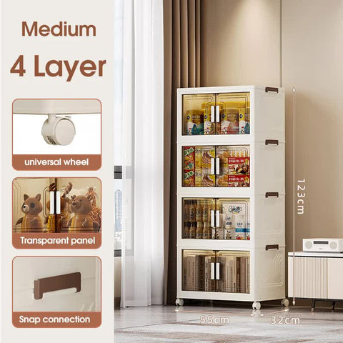Darrahopens Home & Garden > Storage > Storage Cabinets & Lockers Stackable Storage Boxes with Transparent Doors - Modular Organizer for Home & Pantry 55*32*123cm (4 layer )
