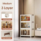 Darrahopens Home & Garden > Storage > Storage Cabinets & Lockers Stackable Storage Boxes with Transparent Doors - Modular Organizer for Home & Pantry 55*32*94cm (3 layer )