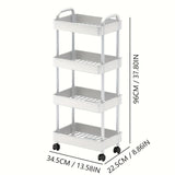 Darrahopens Home & Garden > Storage > Storage Cabinets & Lockers Three-Tier Rolling Cosmetics Storage Rack - Made of durable plastic, equipped with 360-degree swivel casters, strong load-bearing capacity - Suitable for bathroom, bedroom, kitchen, and home storage | White