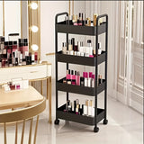 Darrahopens Home & Garden > Storage > Storage Cabinets & Lockers Three-Tier Rolling Cosmetics Storage Rack - Made of durable plastic, equipped with 360-degree swivel casters, strong load-bearing capacity - Suitable for bathroom, bedroom, kitchen, and home storage | White