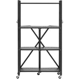 Darrahopens Home & Garden > Storage > Storage Cabinets & Lockers VEVOR 4-Tier Foldable Storage Shelf with Wheels, 66 cm W x 33 cm D x 117 cm H Folding Metal Rack Shelving Unit, No Assembly Organizer Shelf for Garage, Kitchen, Basement, Black