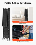 Darrahopens Home & Garden > Storage > Storage Cabinets & Lockers VEVOR 4-Tier Foldable Storage Shelf with Wheels, 66 cm W x 33 cm D x 117 cm H Folding Metal Rack Shelving Unit, No Assembly Organizer Shelf for Garage, Kitchen, Basement, Black