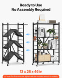 Darrahopens Home & Garden > Storage > Storage Cabinets & Lockers VEVOR 4-Tier Foldable Storage Shelf with Wheels, 66 cm W x 33 cm D x 117 cm H Folding Metal Rack Shelving Unit, No Assembly Organizer Shelf for Garage, Kitchen, Basement, Black