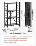 Darrahopens Home & Garden > Storage > Storage Cabinets & Lockers VEVOR 4-Tier Foldable Storage Shelf with Wheels, 66 cm W x 33 cm D x 117 cm H Folding Metal Rack Shelving Unit, No Assembly Organizer Shelf for Garage, Kitchen, Basement, Black