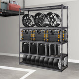 Darrahopens Home & Garden > Storage > Storage Cabinets & Lockers VEVOR Storage Shelving Unit, 5-Tier Adjustable, 2000 lbs Capacity, Heavy Duty Garage Shelves Metal Organizer Wire Rack, Black, 60" L x 24" W x 78" H for Kitchen Pantry Basement Bathroom Laundry Closet