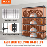 Darrahopens Home & Garden > Storage > Storage Cabinets & Lockers VEVOR Storage Shelving Unit, 5-Tier Adjustable, 2000 lbs Capacity, Heavy Duty Garage Shelves Metal Organizer Wire Rack, Black, 60" L x 24" W x 78" H for Kitchen Pantry Basement Bathroom Laundry Closet