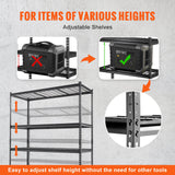 Darrahopens Home & Garden > Storage > Storage Cabinets & Lockers VEVOR Storage Shelving Unit, 5-Tier Adjustable, 2000 lbs Capacity, Heavy Duty Garage Shelves Metal Organizer Wire Rack, Black, 60" L x 24" W x 78" H for Kitchen Pantry Basement Bathroom Laundry Closet