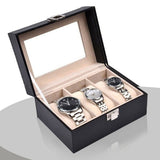 Darrahopens Home & Garden > Storage Watch Box Organizer Case Jewelry Display Tray Glass Top PU Leather(2 Slot)