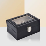 Darrahopens Home & Garden > Storage Watch Box Organizer Case Jewelry Display Tray Glass Top PU Leather(2 Slot)