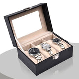 Darrahopens Home & Garden > Storage Watch Box Organizer Case Jewelry Display Tray Glass Top PU Leather(2 Slot)