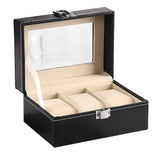 Darrahopens Home & Garden > Storage Watch Box Organizer Case Jewelry Display Tray Glass Top PU Leather(3 Slot)